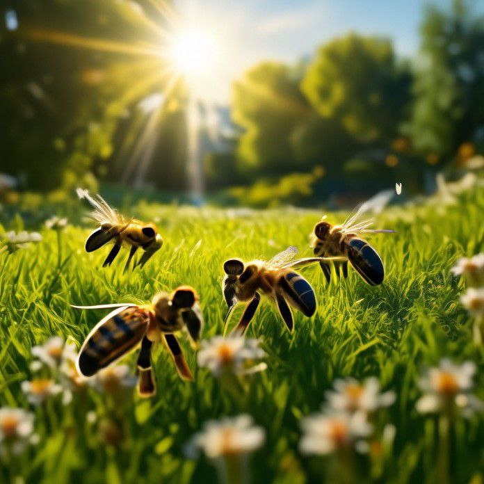 пчела на лужайке